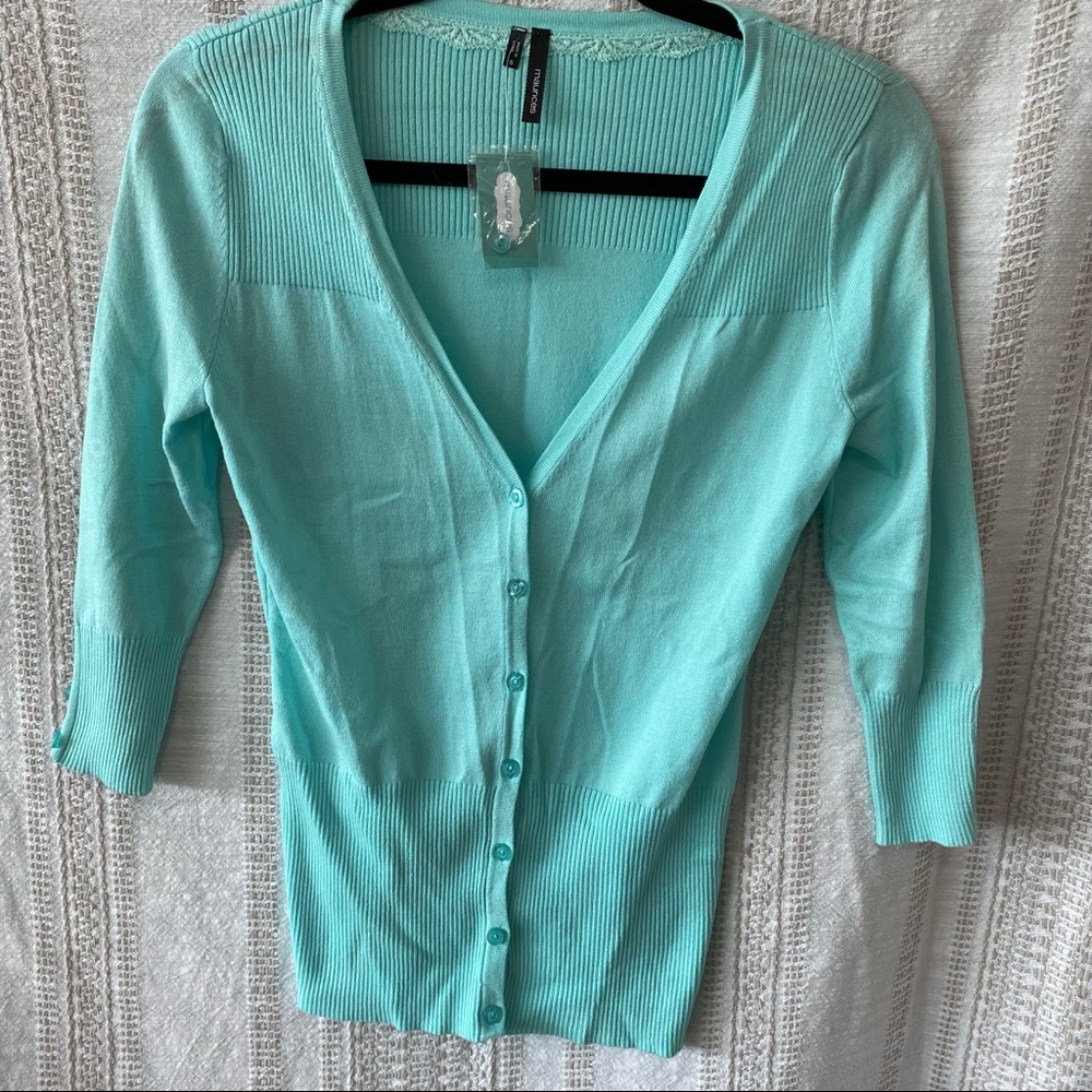 Teal Maurices Button Up Cardigan